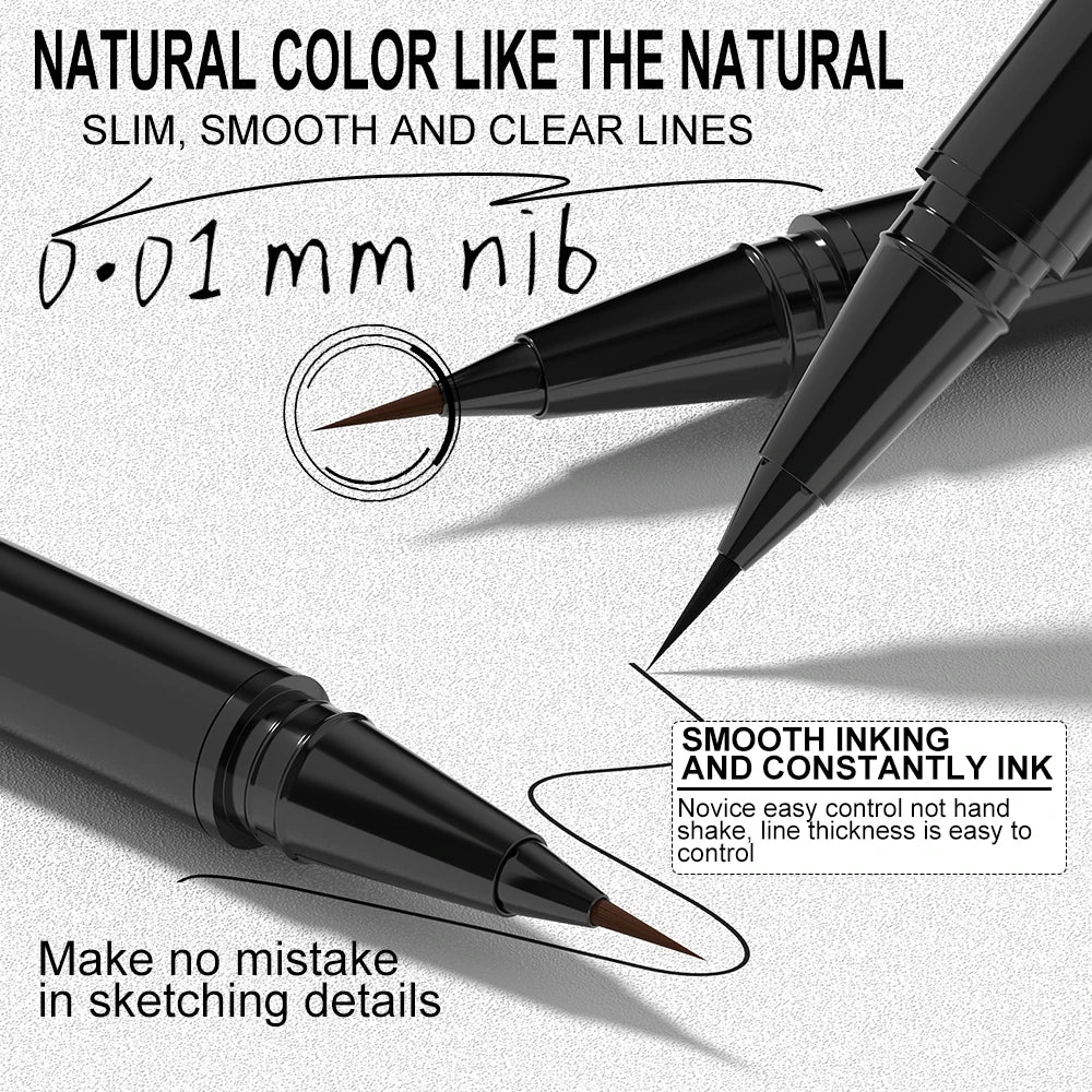 Black Liquid Eyeliner Brown Make Up Eye Liner Pencil 0.01mm Ultra Fine Quick Dry Long Lasting Waterproof Eyeliner Eyes Makeup